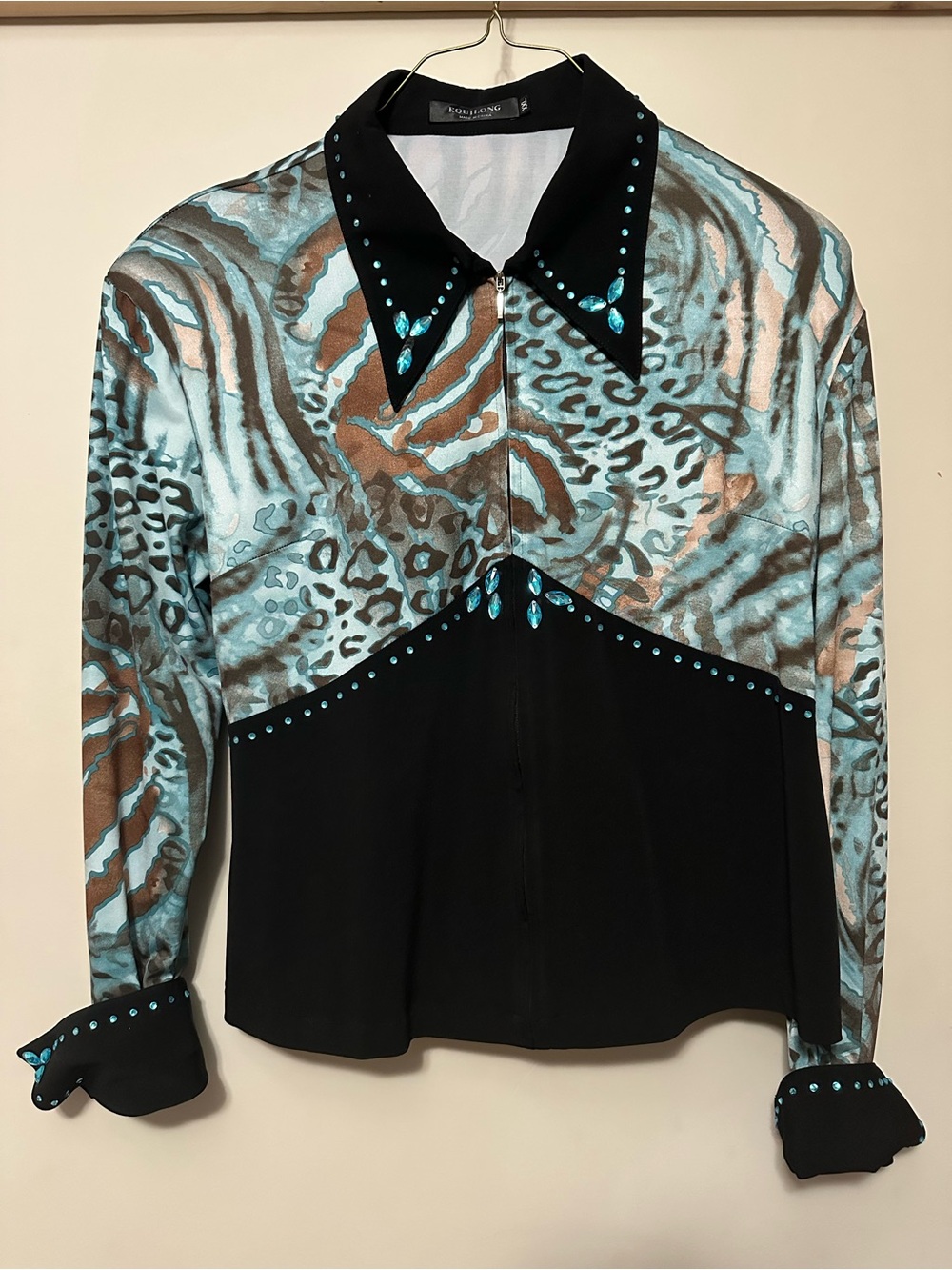 Equilong Blue Animal Print Western Horsemanship Top